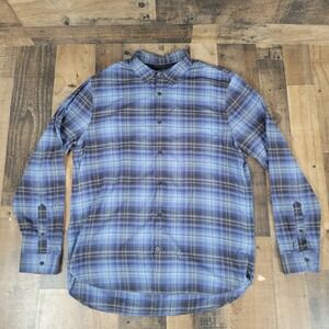 Vince Mens XL Blue Plaid Norden Long Sleeve Cotton Button-up Shirt‎ M84671471